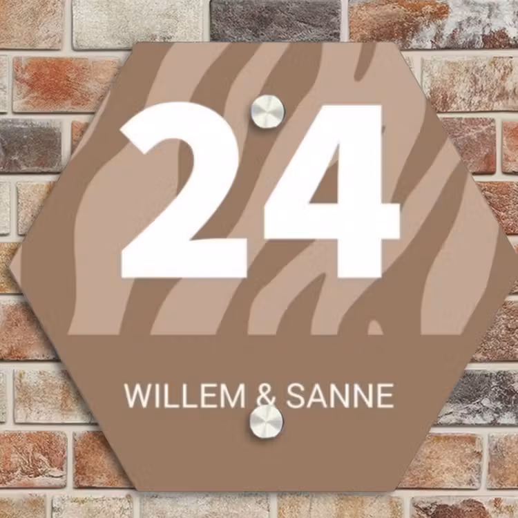 Naambordje voordeur - Hexagon - Beige zebra - Klassiek — 4