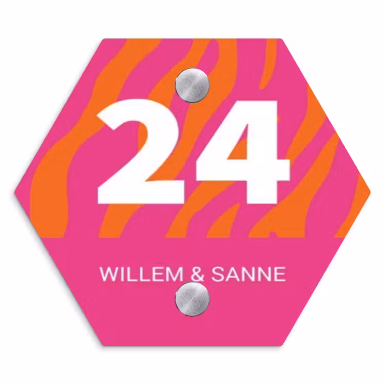 Naambordje voordeur - Hexagon - Fel - Zebra - Klassiek — 1
