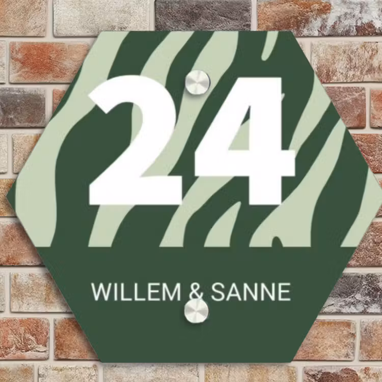 Naambordje voordeur - Hexagon - Groen zebra - Klassiek — 4
