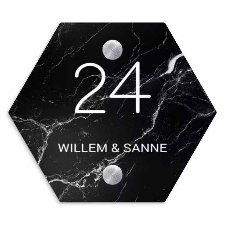 Naambordje voordeur - Hexagon - Marmer - Klassiek — 1