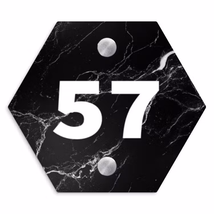 Naambordje voordeur - Hexagon - Marmer - Traditioneel — 1