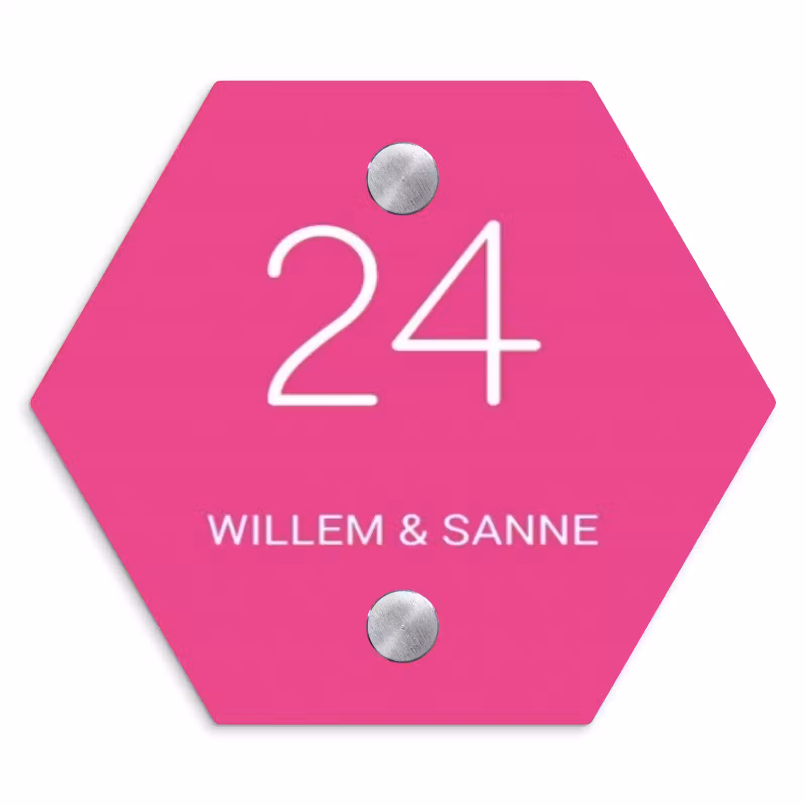 Naambordje voordeur - Hexagon - Felroze - Klassiek — 1