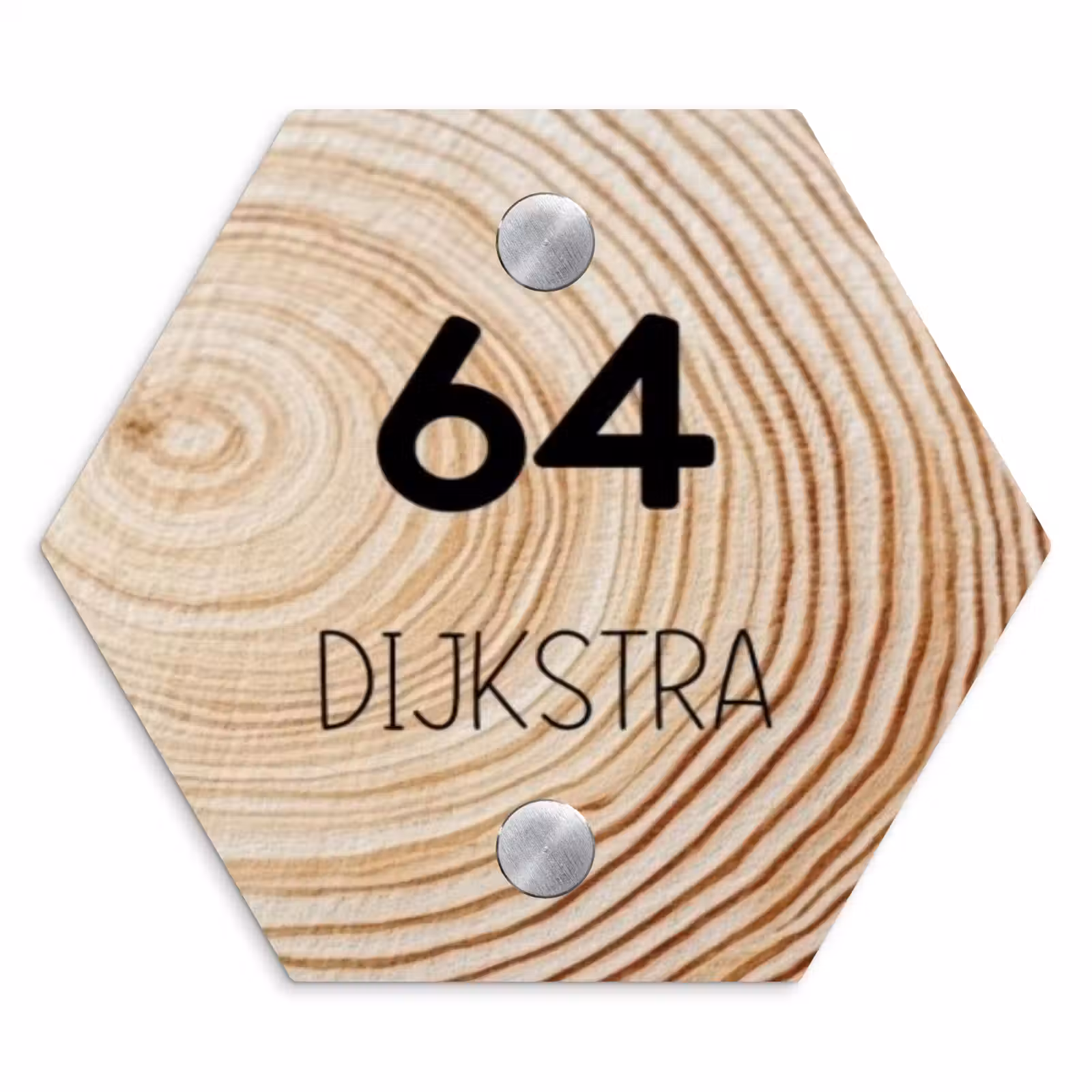 Naambordje voordeur - Hexagon - Houten nerf - Modern — 1