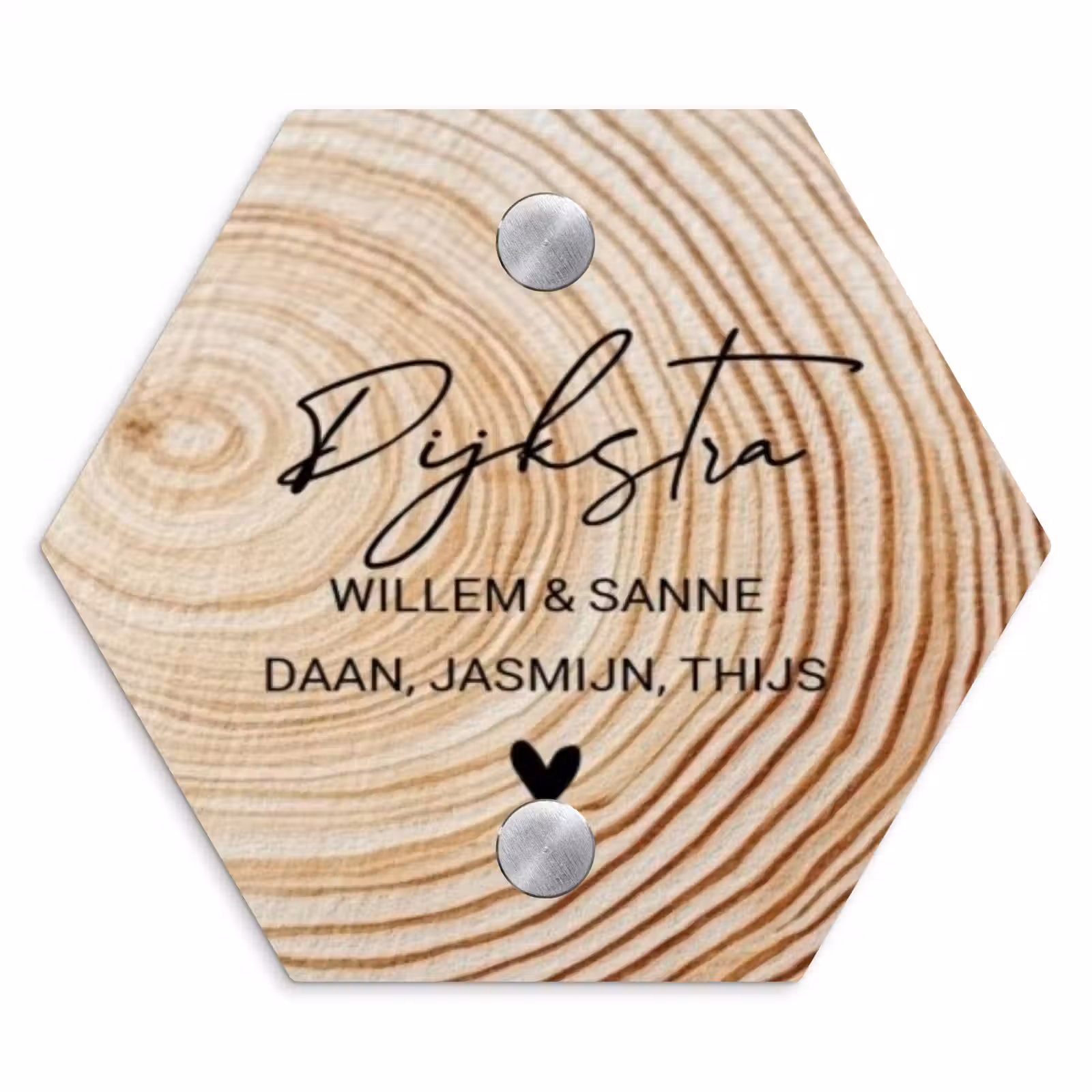 Naambordje voordeur - Hexagon - Houten nerf - Sierlijk — 1