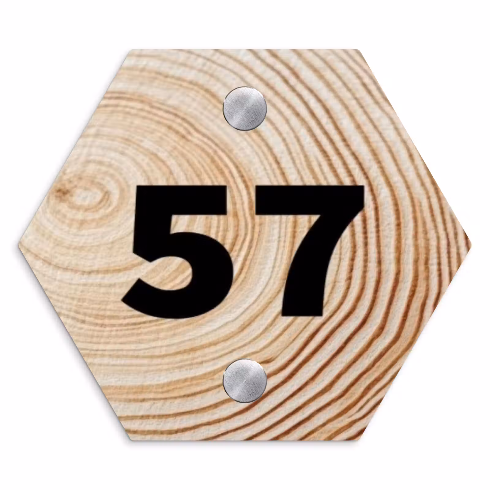 Naambordje voordeur - Hexagon - Houten nerf - Traditioneel — 1