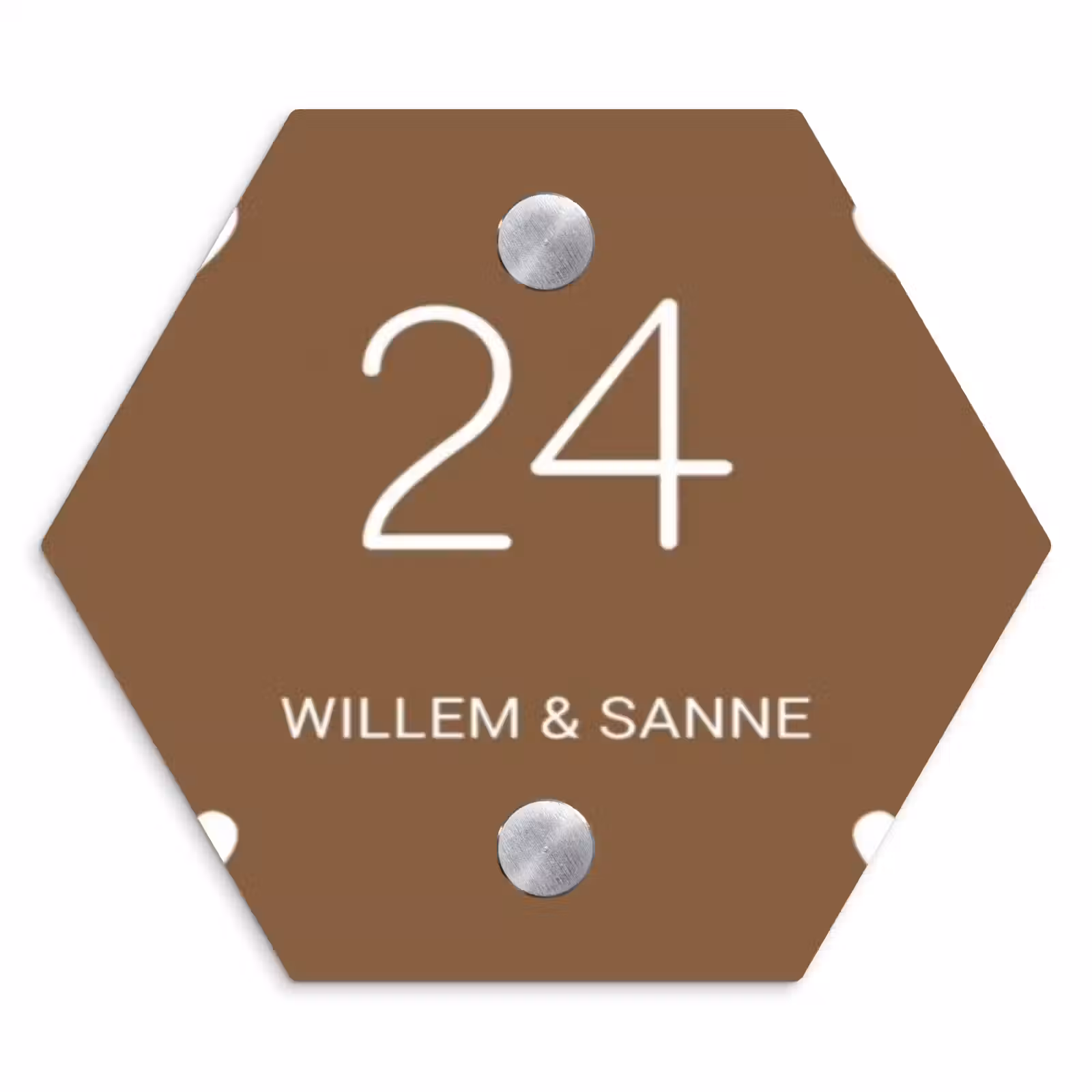 Naambordje voordeur - Hexagon - Witte hartjes in hoeken - Klassiek — 1
