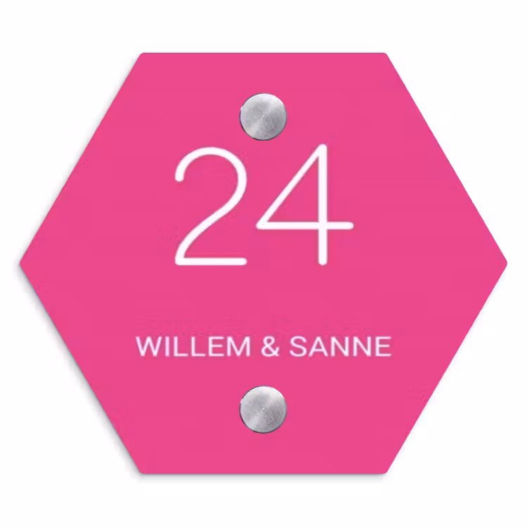 Naambordje voordeur - Hexagon - Felroze - Klassiek — 1