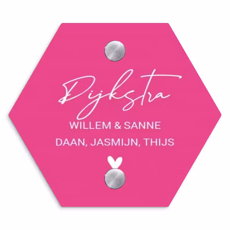 Naambordje voordeur - Hexagon - Felroze - Sierlijk — 1