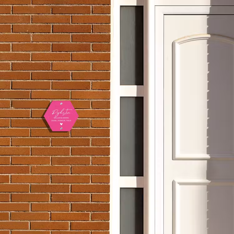 Naambordje voordeur - Hexagon - Felroze - Sierlijk — 2