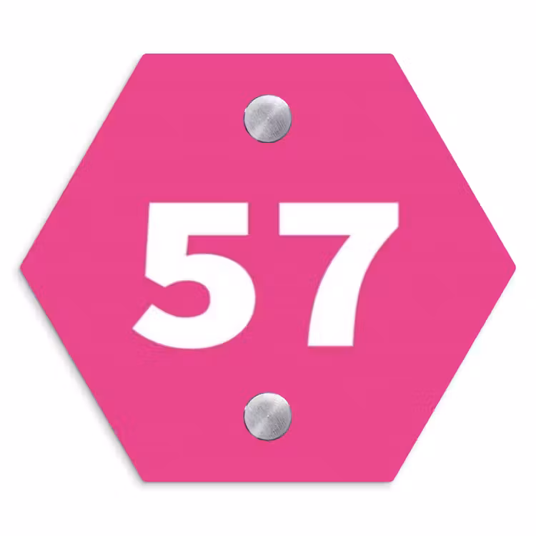 Naambordje voordeur - Hexagon - Felroze - Traditioneel — 1