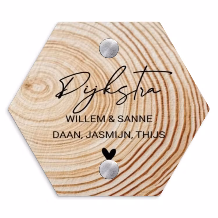Naambordje voordeur - Hexagon - Houten nerf - Sierlijk — 1