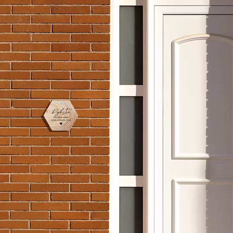 Naambordje voordeur - Hexagon - Houten nerf - Sierlijk — 2
