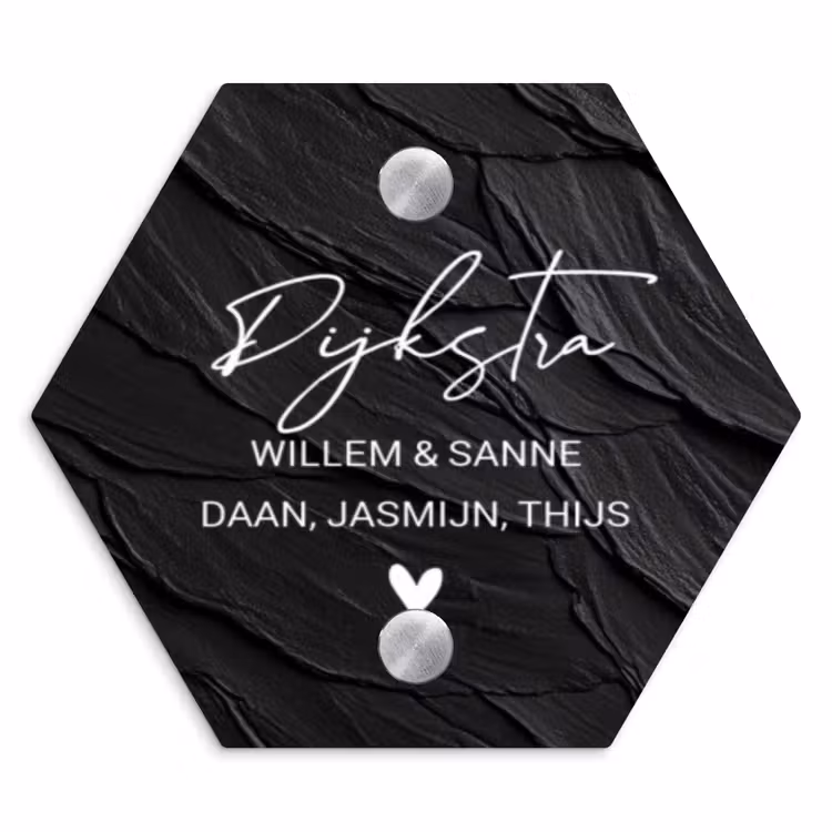 Naambordje voordeur - Hexagon - Leisteen - Sierlijk — 1