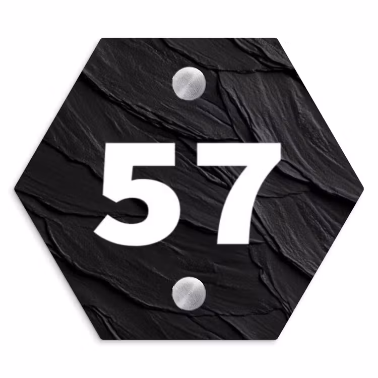 Naambordje voordeur - Hexagon - Leisteen - Traditioneel — 1