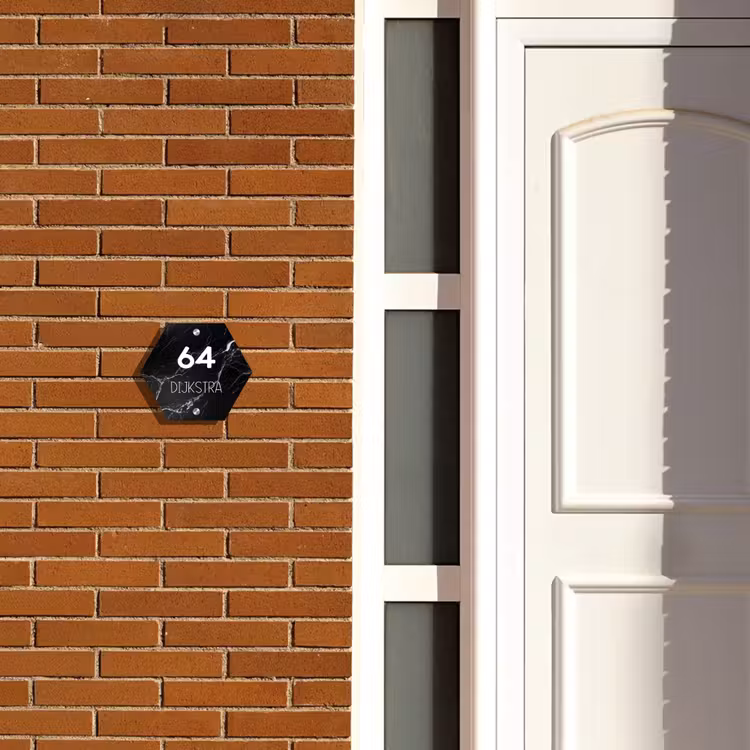 Naambordje voordeur - Hexagon - Marmer - Modern — 2