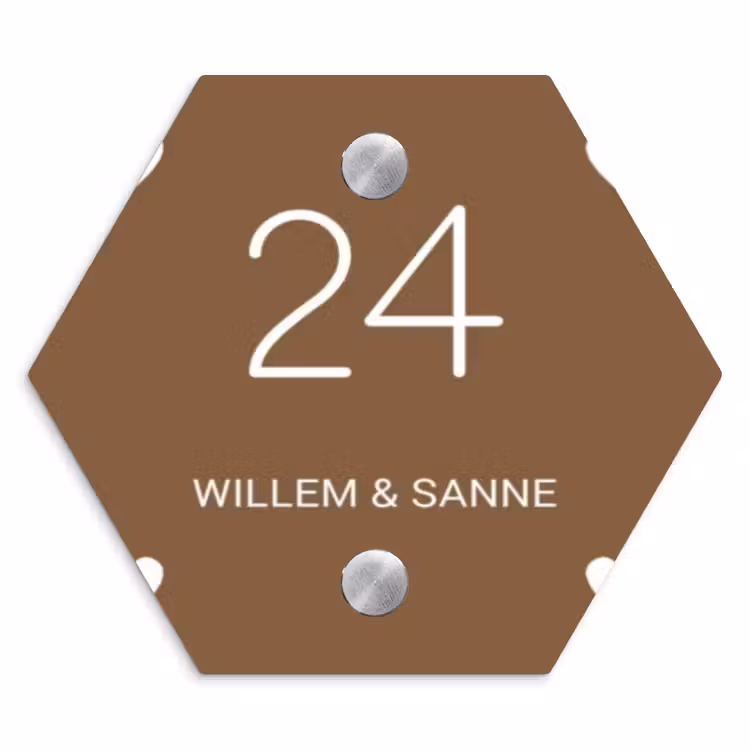 Naambordje voordeur - Hexagon - Witte hartjes in hoeken - Klassiek — 1