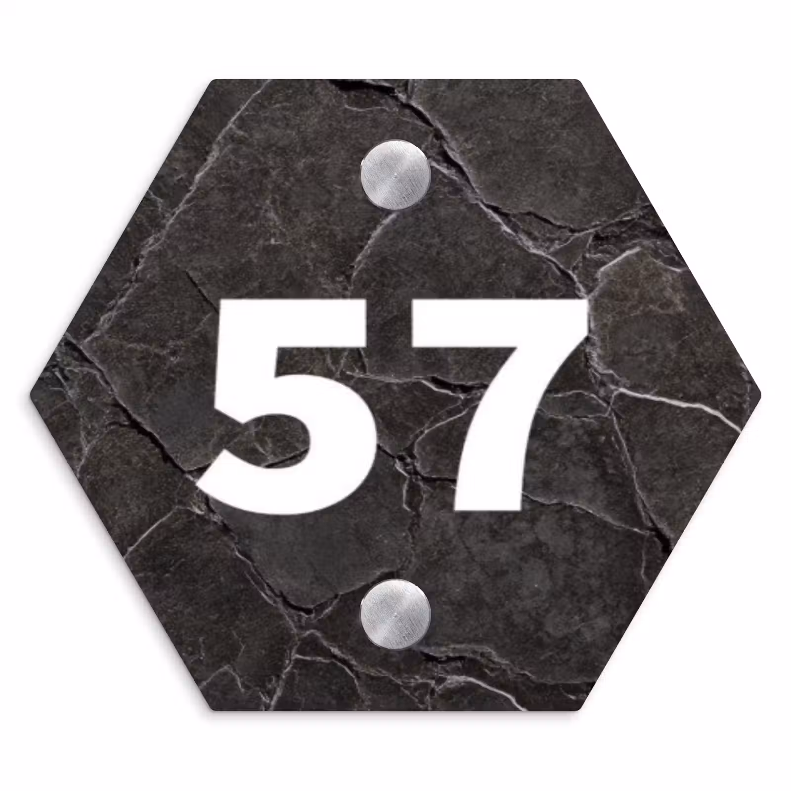 Naambordje voordeur - Hexagon - Gebarsten steen - Traditioneel — 1