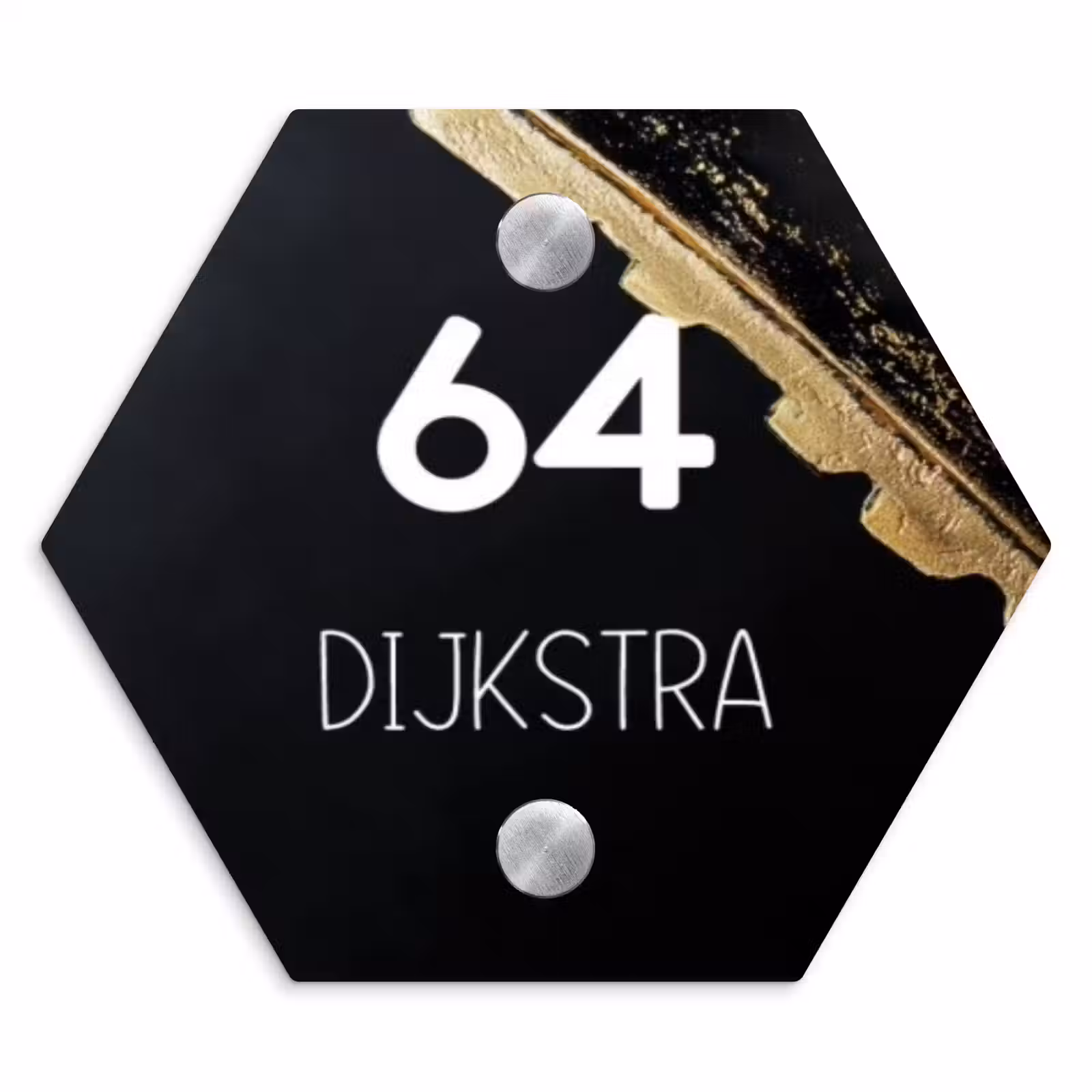 Naambordje voordeur - Hexagon - Gouden hoek - Modern — 1