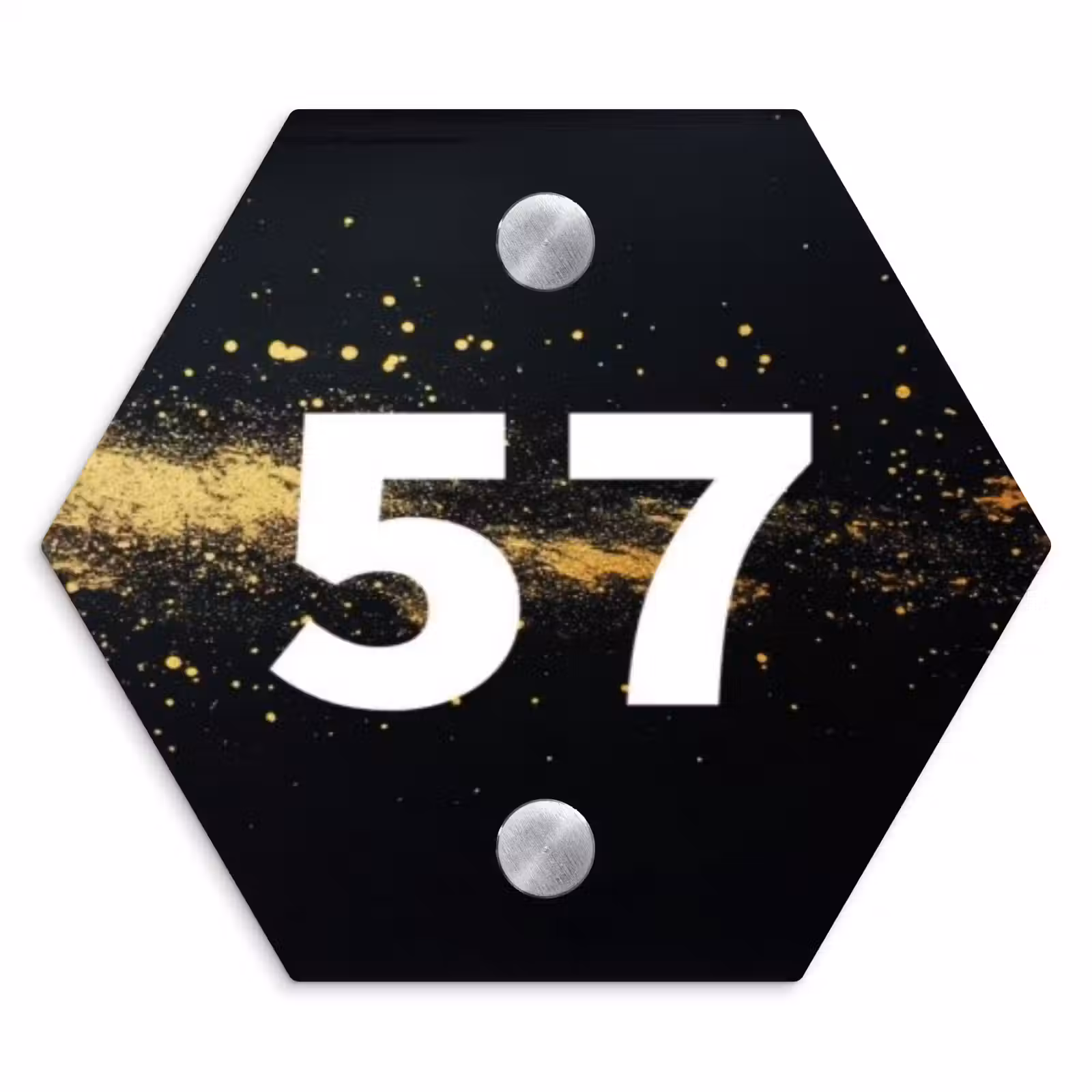 Naambordje voordeur - Hexagon - Gouden verfspatten - Traditioneel — 1
