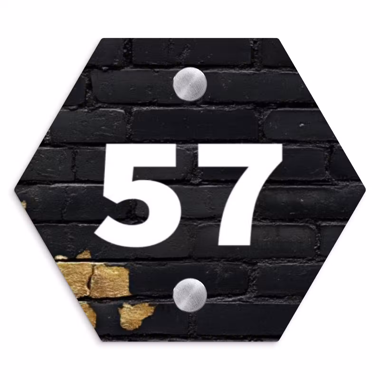 Naambordje voordeur - Hexagon - Stenen goud zwart - Traditioneel — 1