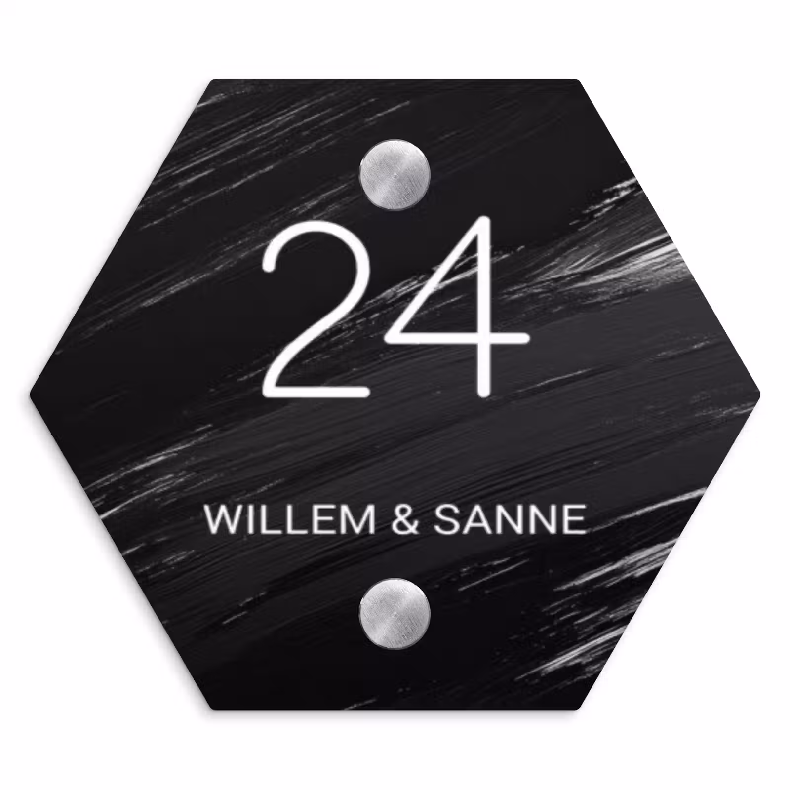 Naambordje voordeur - Hexagon - Zwart verftextuur - Klassiek — 1