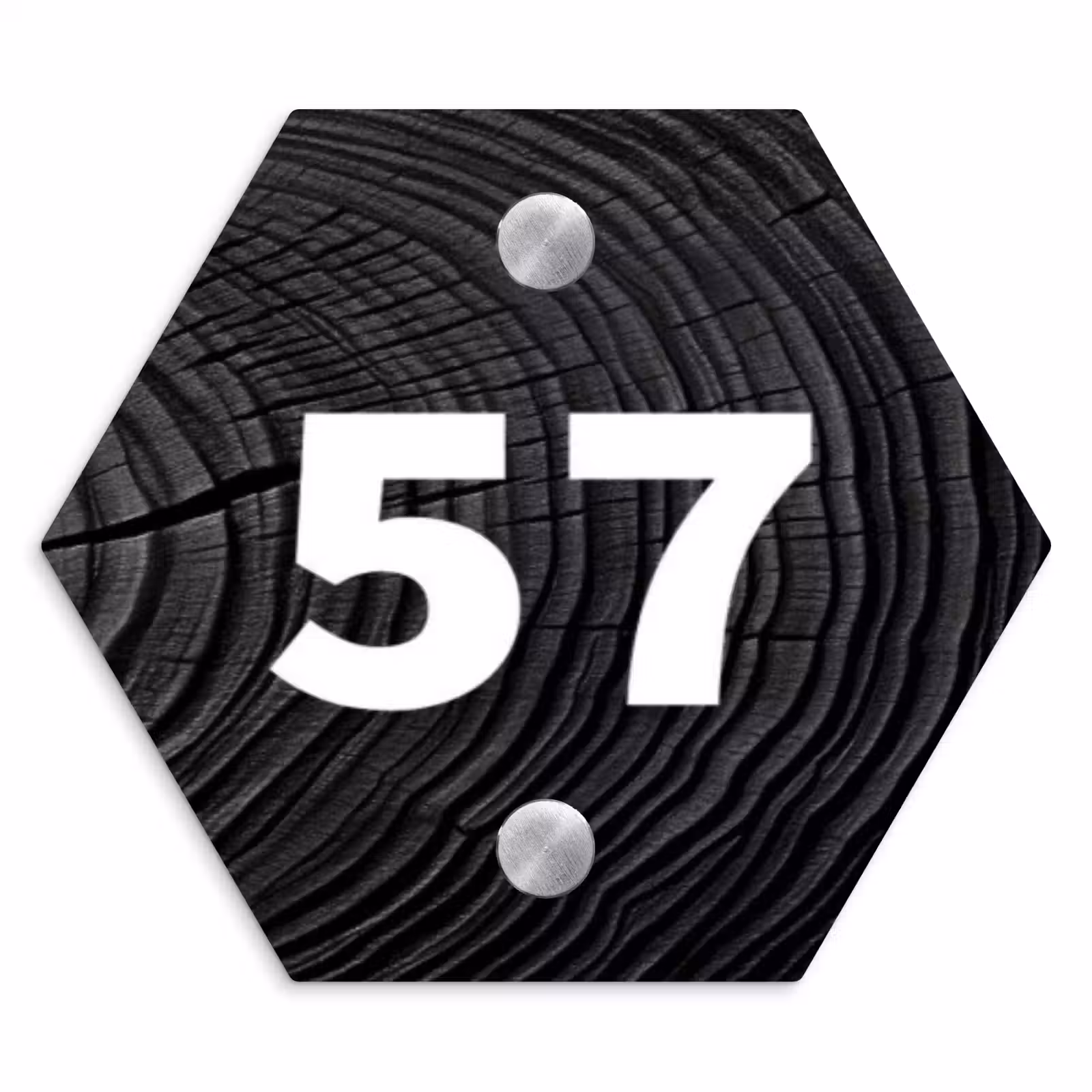 Naambordje voordeur - Hexagon - Zwarte houten nerf - Traditioneel — 1
