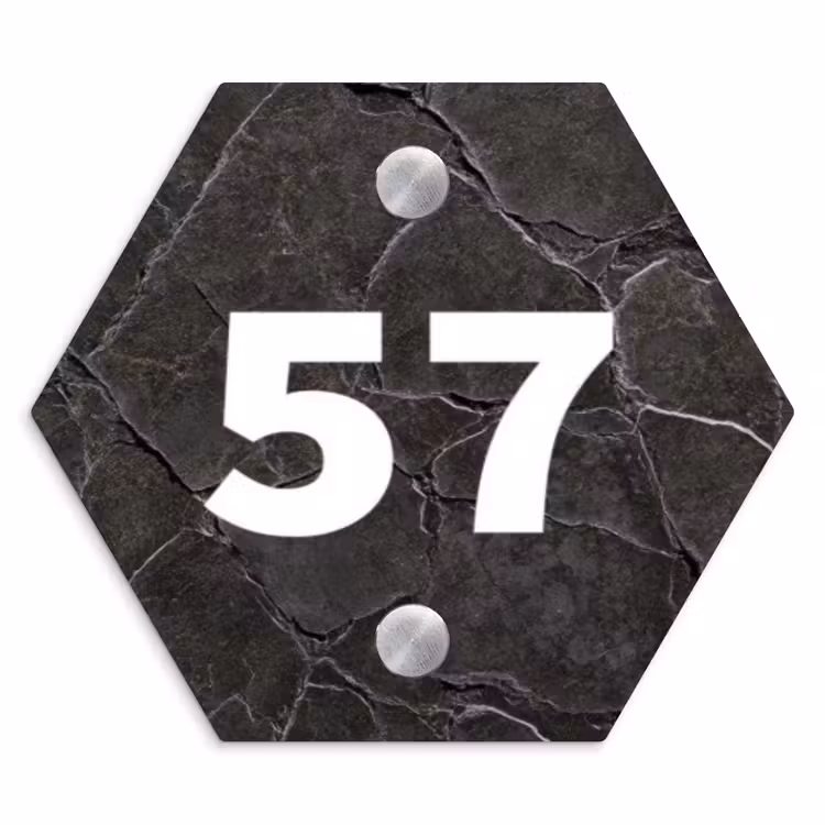 Naambordje voordeur - Hexagon - Gebarsten steen - Traditioneel — 1