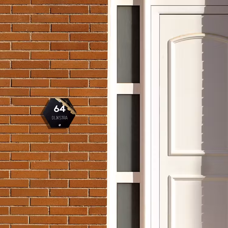Naambordje voordeur - Hexagon - Gouden hoek - Modern — 2