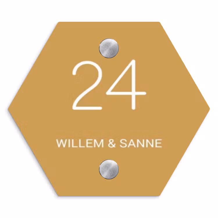 Naambordje voordeur - Hexagon - Mosterdgeel - Klassiek — 1