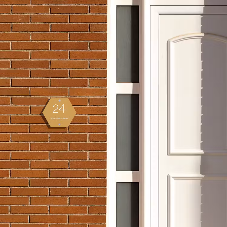 Naambordje voordeur - Hexagon - Mosterdgeel - Klassiek — 2