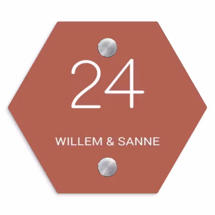 Naambordje voordeur - Hexagon - Terracotta - Klassiek — 1