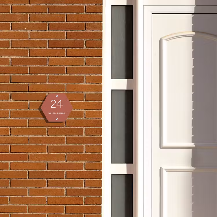 Naambordje voordeur - Hexagon - Terracotta - Klassiek — 2