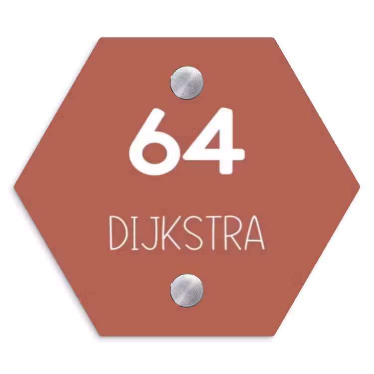 Naambordje voordeur - Hexagon - Terracotta - Modern — 1