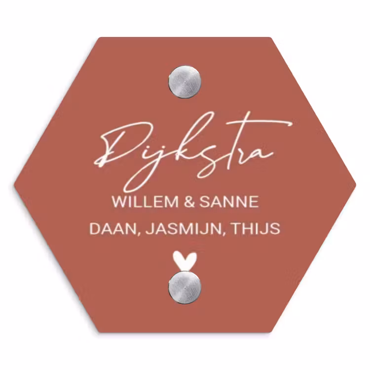 Naambordje voordeur - Hexagon - Terracotta - Sierlijk — 1