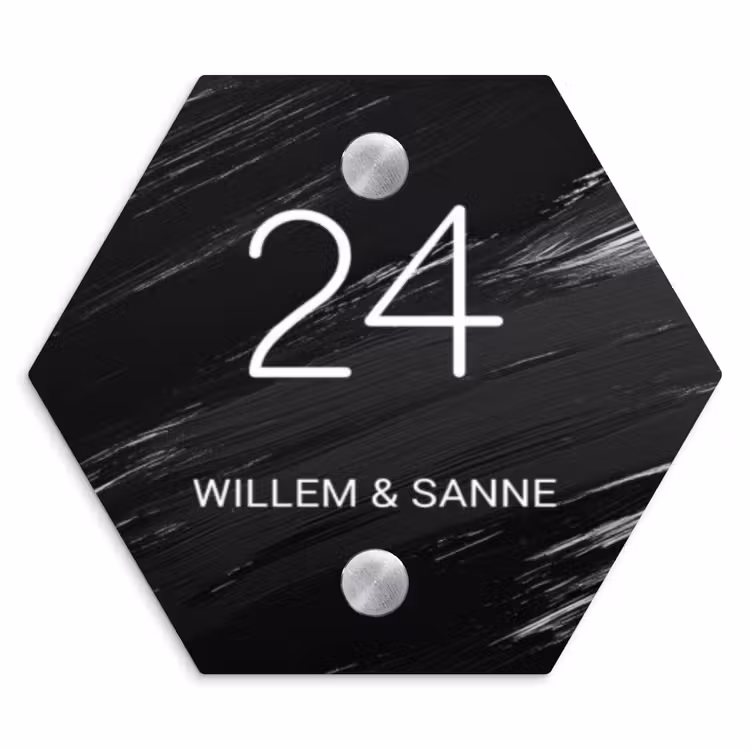 Naambordje voordeur - Hexagon - Zwart verftextuur - Klassiek — 1
