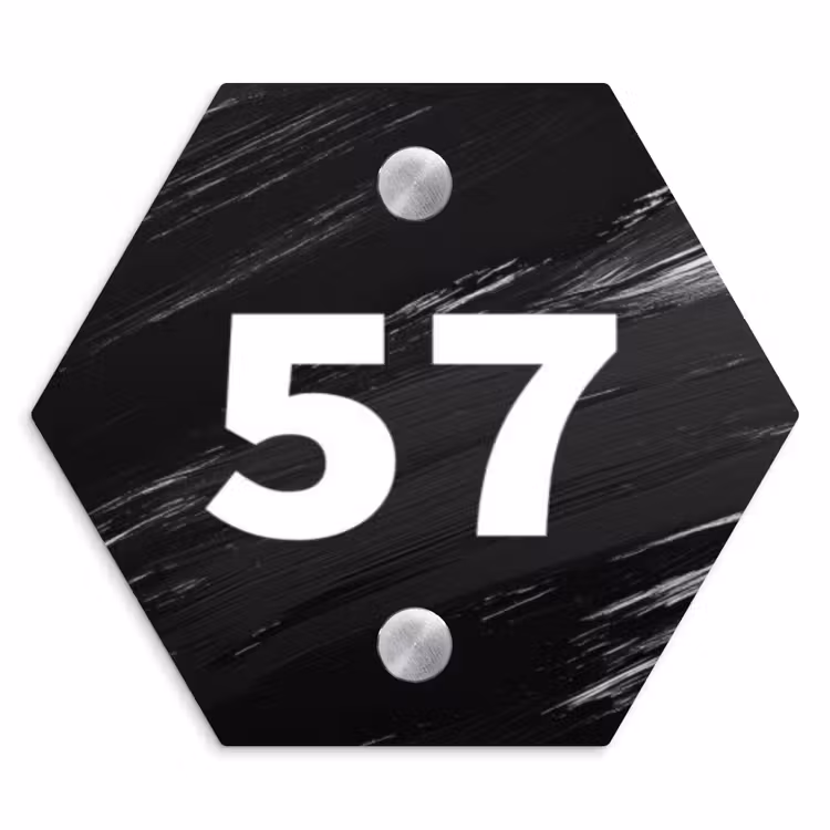 Naambordje voordeur - Hexagon - Zwart verftextuur - Traditioneel — 1