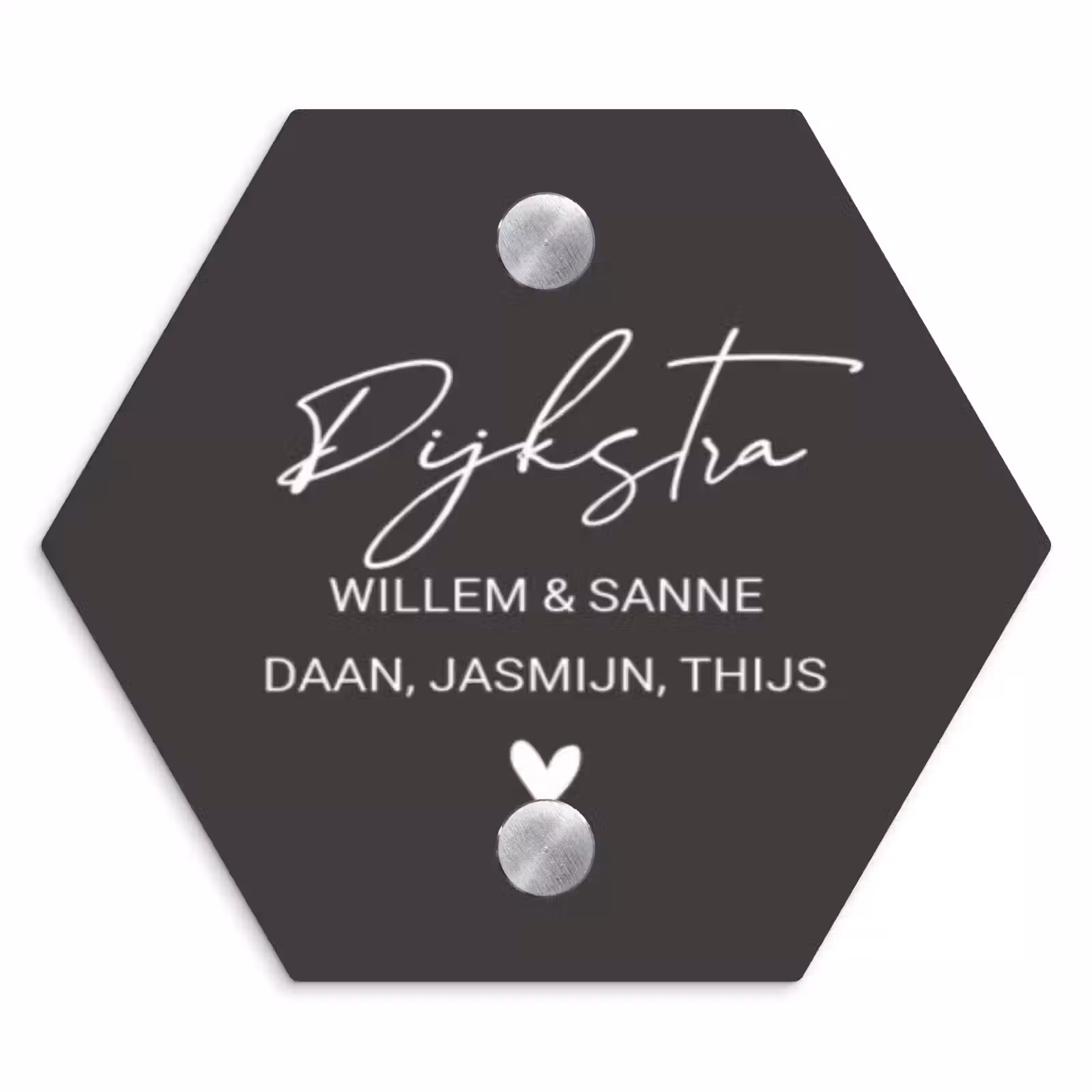 Naambordje voordeur - Hexagon - Donkergrijs - Sierlijk — 1