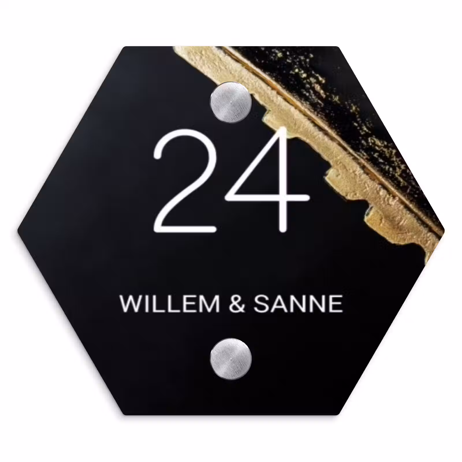 Naambordje voordeur - Hexagon - Gouden hoek - Klassiek — 1