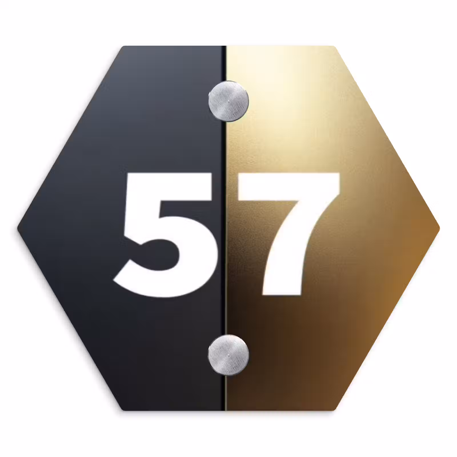 Naambordje voordeur - Hexagon - Half goud zwart - Traditioneel — 1
