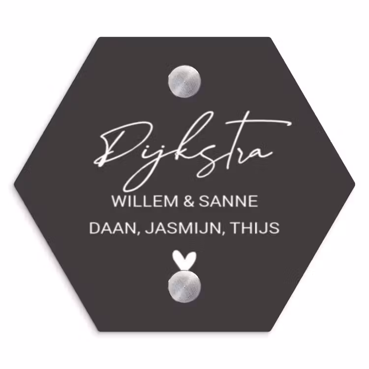 Naambordje voordeur - Hexagon - Donkergrijs - Sierlijk — 1