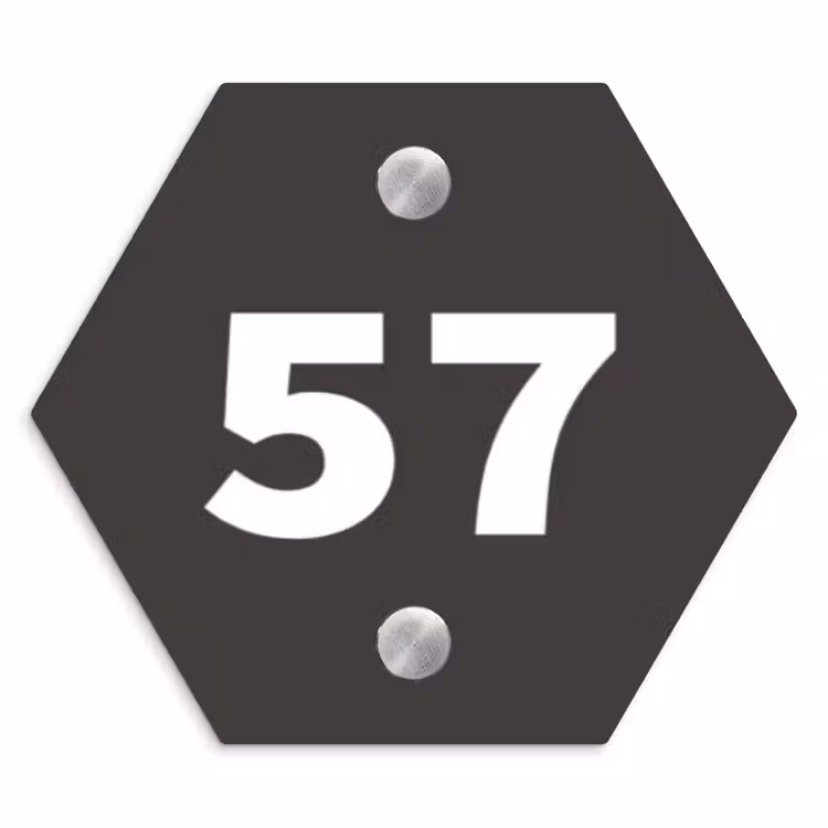 Naambordje voordeur - Hexagon - Donkergrijs - Traditioneel — 1