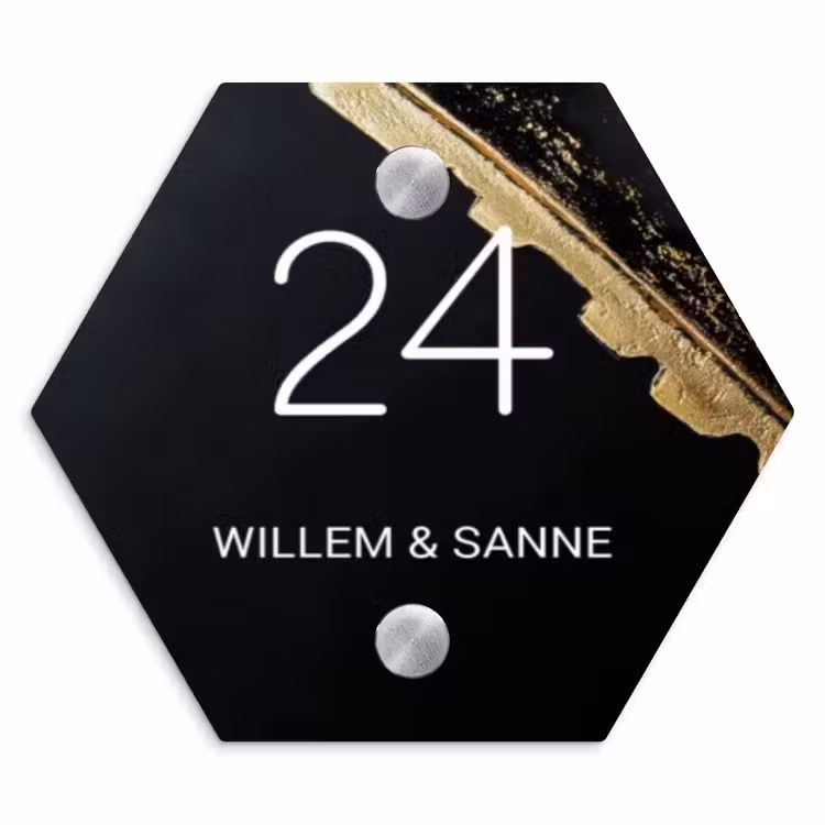 Naambordje voordeur - Hexagon - Gouden hoek - Klassiek — 1