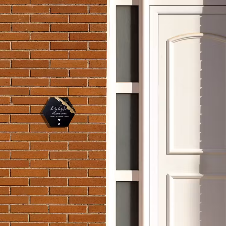 Naambordje voordeur - Hexagon - Gouden hoek - Sierlijk — 2