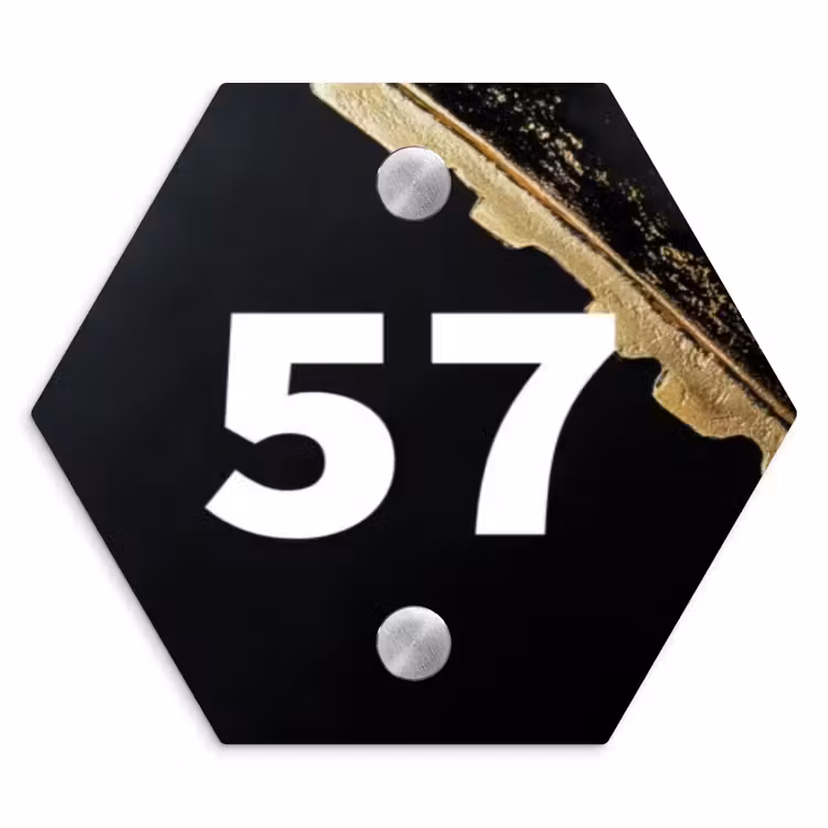 Naambordje voordeur - Hexagon - Gouden hoek - Traditioneel — 1