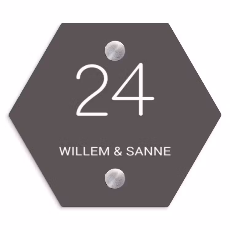 Naambordje voordeur - Hexagon - Grijs - Klassiek — 1