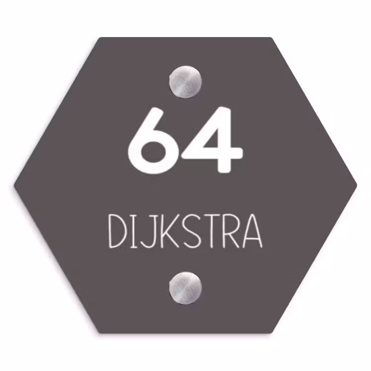 Naambordje voordeur - Hexagon - Grijs - Modern — 1