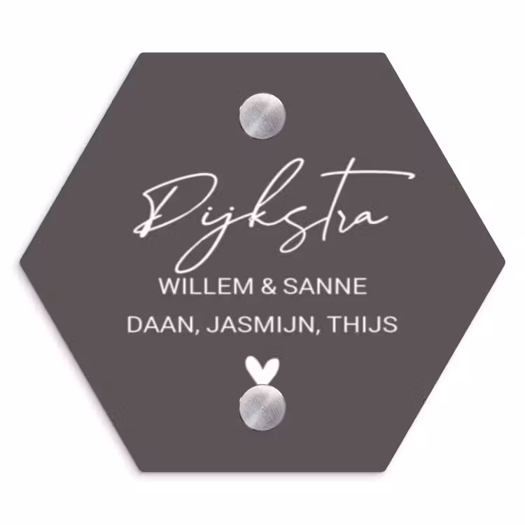 Naambordje voordeur - Hexagon - Grijs - Sierlijk — 1