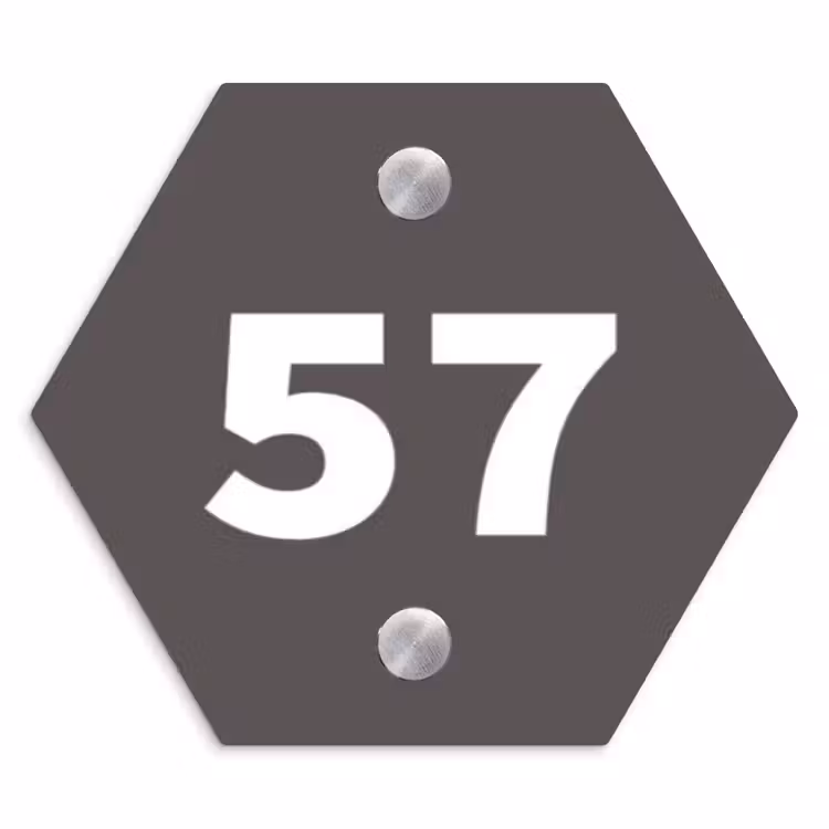 Naambordje voordeur - Hexagon - Grijs - Traditioneel — 1
