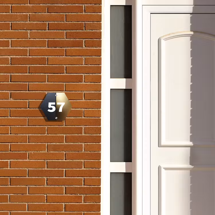 Naambordje voordeur - Hexagon - Half goud zwart - Traditioneel — 2