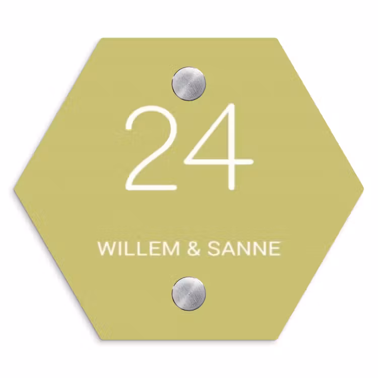Naambordje voordeur - Hexagon - Lichtgroen - Klassiek — 1